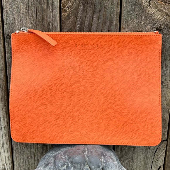 Everlane The Leather Zip Pouch Clutch Orange - Picture 15 of 15